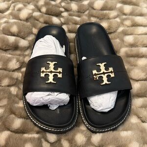 Tory Burch Everly Anatomic Lug slides Size 8 1/2 like new